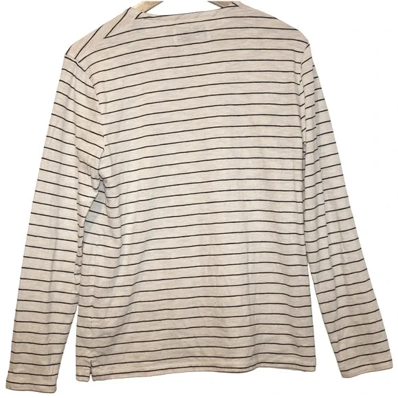Abercrombie & Fitch Soft A&F Tee Cream Black Stripe Long Sleeve Shirt Top Size S - Picture 2 of 5